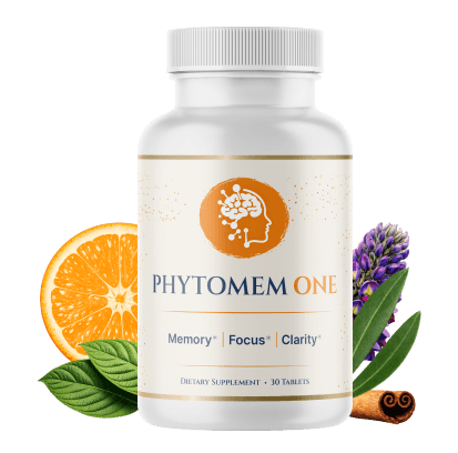 Phytomem One supplement bottle with orange, botanicals and cinnamon